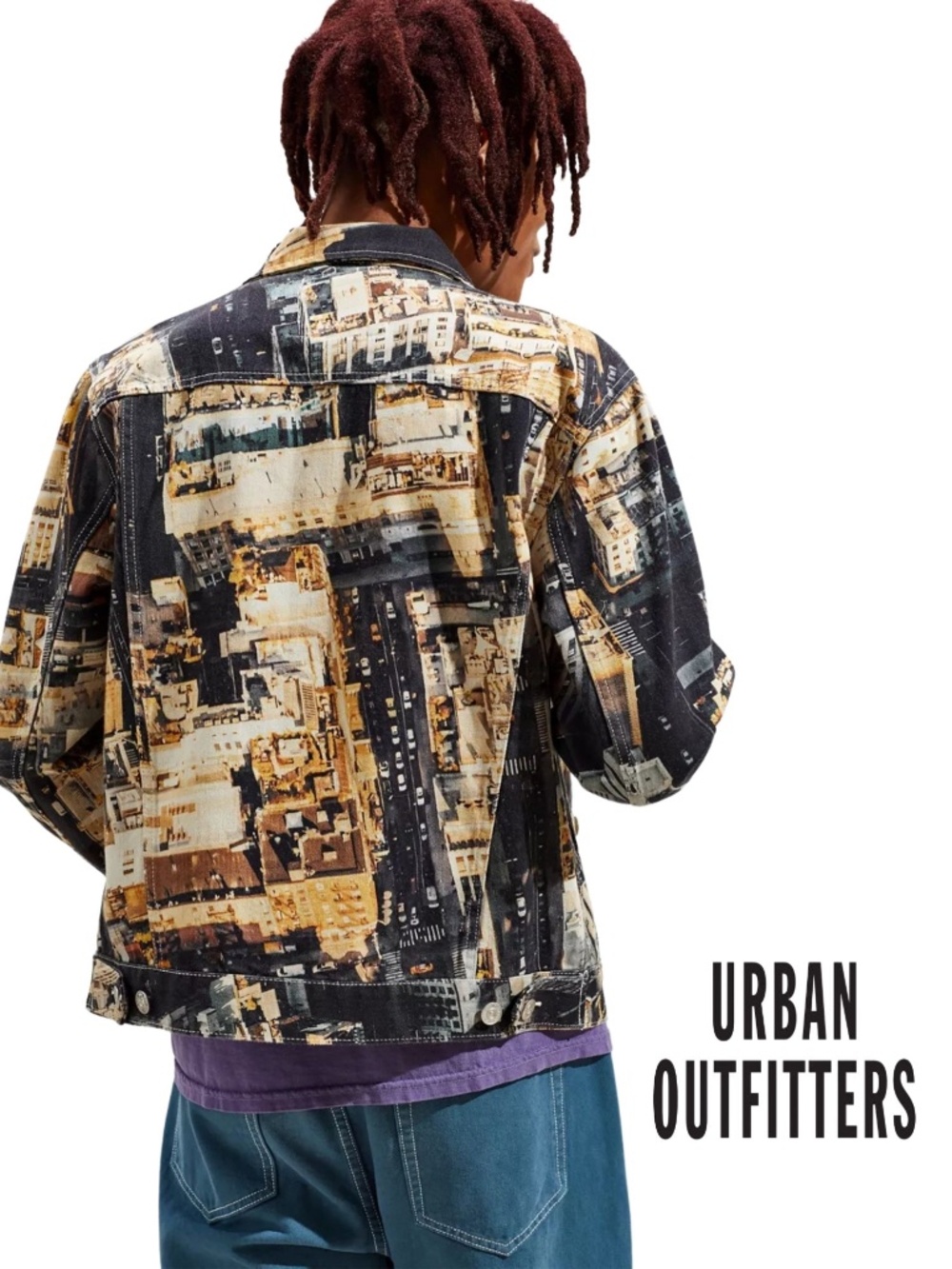 Urban Outfitters Men’s BDG “Cityscape” Patterned Denim Jacket
